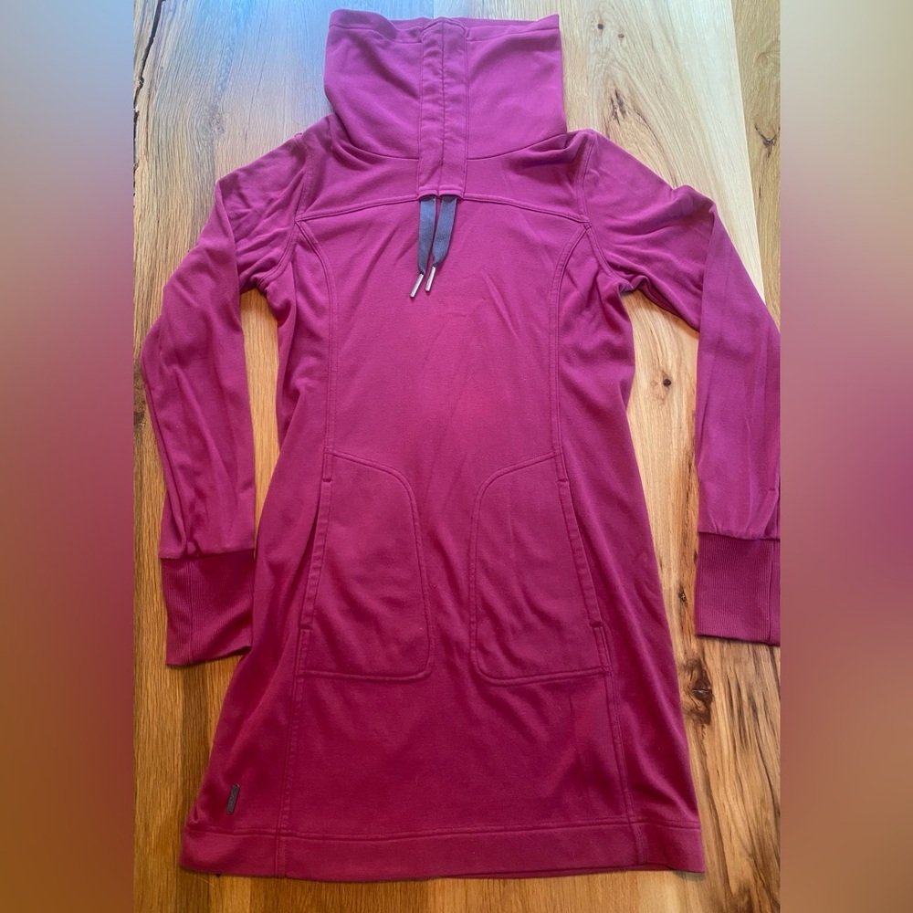 Lole Hooded Sweatshirt Dress in Magenta